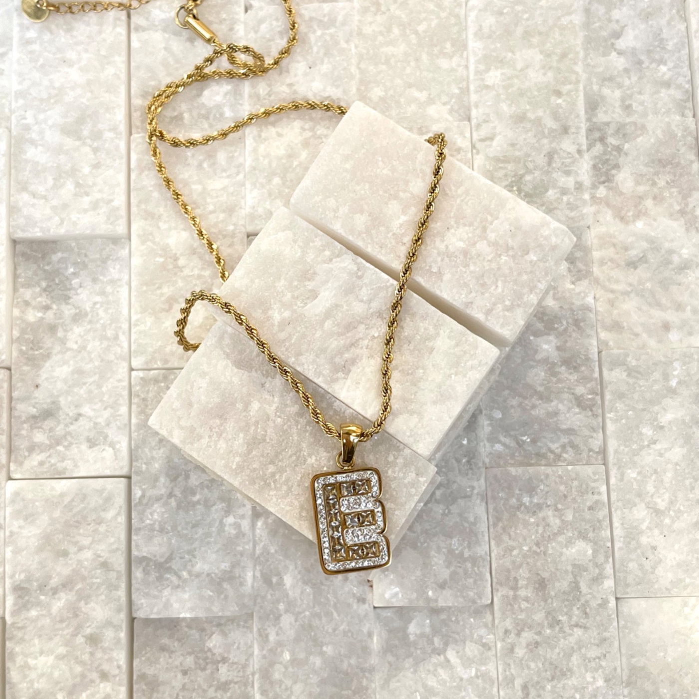 STONE LETTER NECKLACE