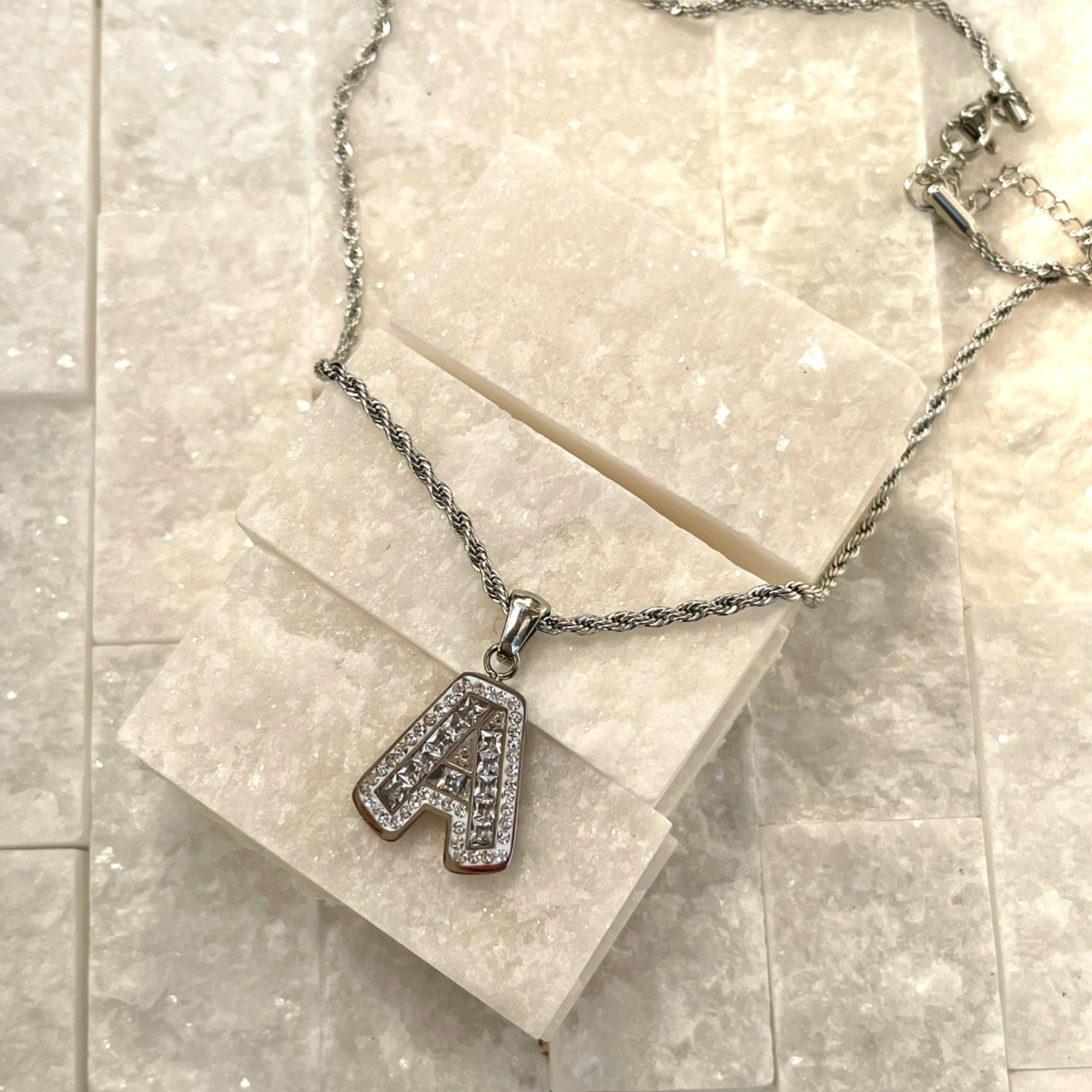 STONE LETTER NECKLACE