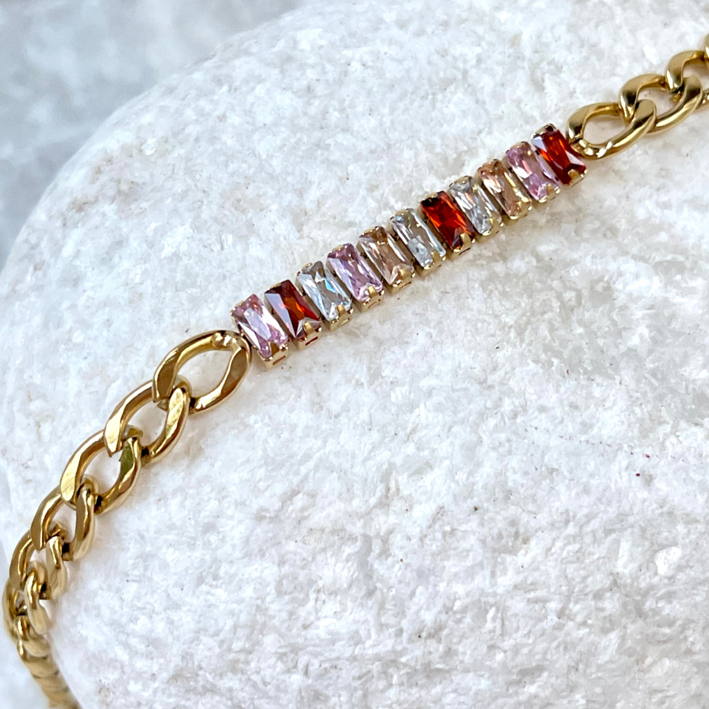 BAGUETTE STONE CHAIN BRACELET